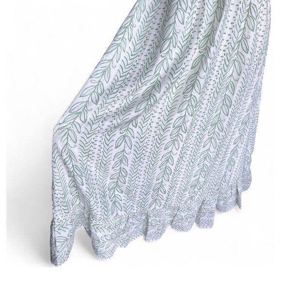 Sail to Sable x Palm Beach Lately Pistachio Leaf Midi Dress Smocked Bodice Sz M - Picture 8 of 16